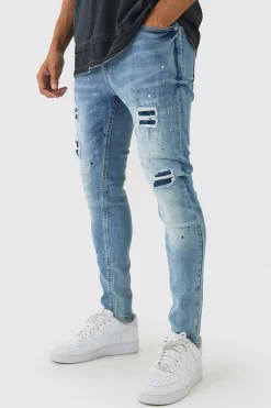 boohooMAN Skinny Fit Rip & Repair Paint Splatter Jeans | UK| Trousers|Jeans