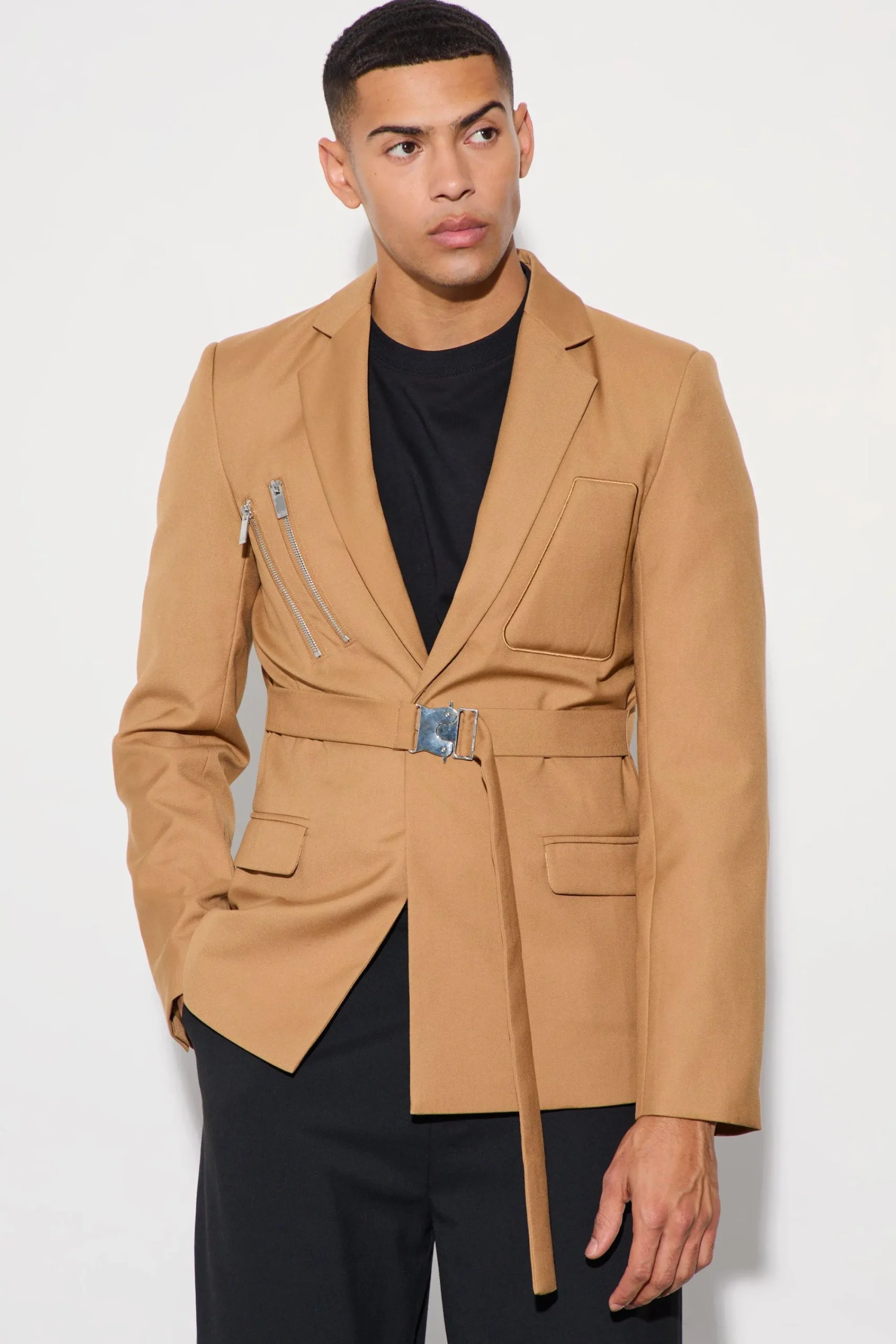 boohooMAN Skinny Fit Single Breasted Wrap Belt Blazer | UK| Suits & Tailoring