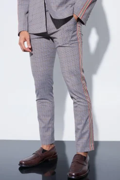 boohooMAN Skinny Fixed Waist Tailored Check Trouser | UK| Suits & Tailoring|Trousers