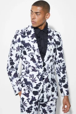 boohooMAN Skinny Floral Printed Suit Jacket | UK| Suits & Tailoring