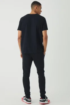 boohooMAN Skinny Pique Jogger | UK| Trousers|Joggers