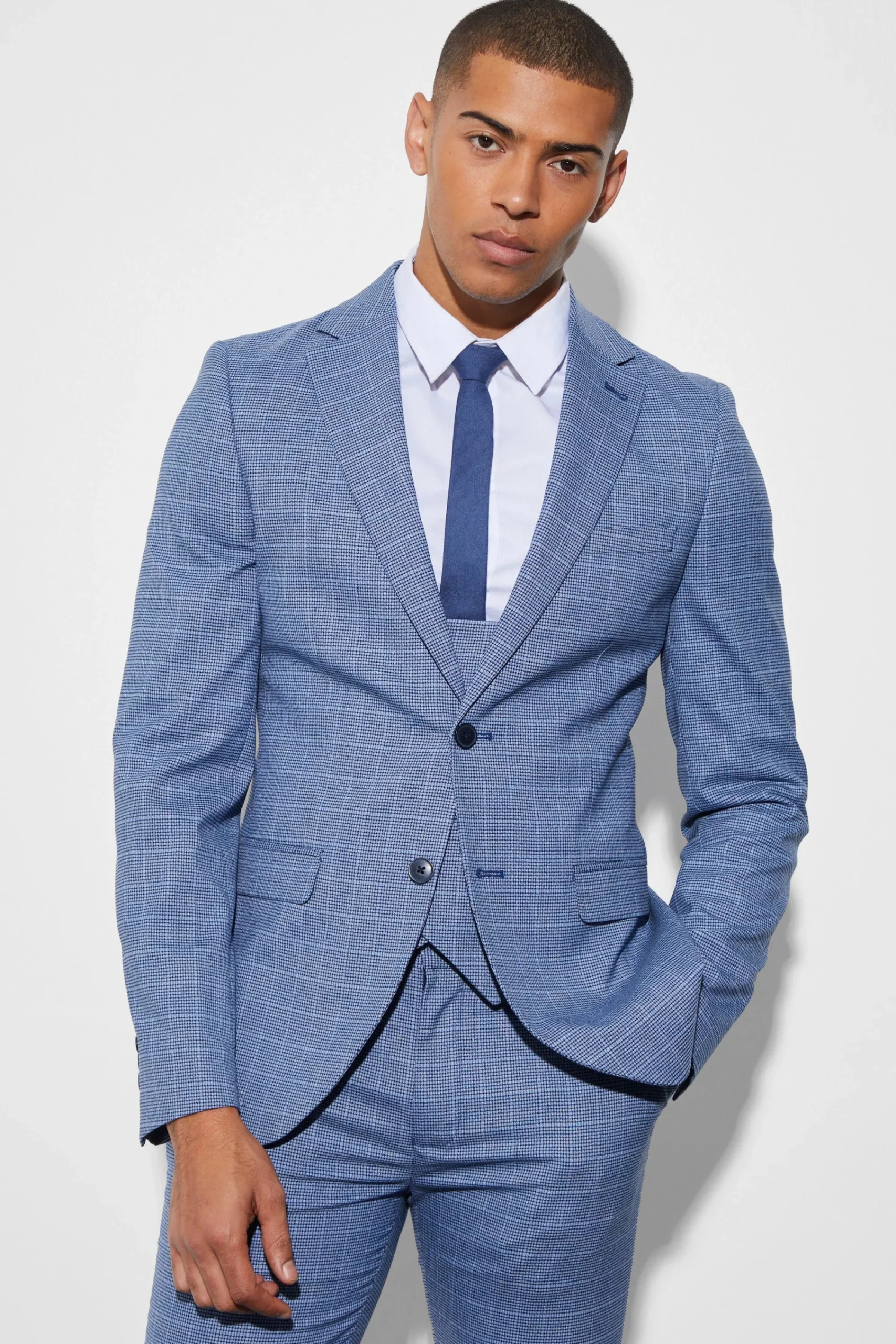 boohooMAN Skinny Single Breasted Micro Check Jacket | UK| Suits & Tailoring