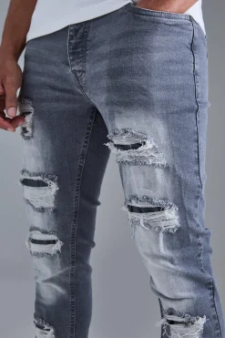 boohooMAN Skinny Stacked Distressed Ripped Jeans In | UK| Trousers|Jeans