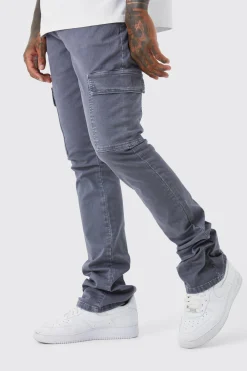 boohooMAN Skinny Stacked Flare Overdye Cargo Trouser | UK| Trousers|Cargos