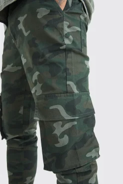 boohooMAN Skinny Stacked Popper Hem Camo Cargo Trouser | UK| Trousers|Cargos