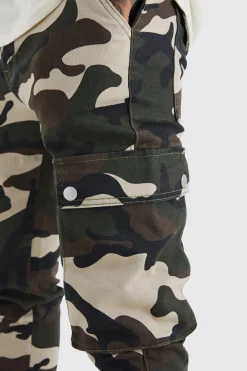 boohooMAN Skinny Stacked Popper Hem Camo Cargo Trouser | UK| Trousers|Cargos