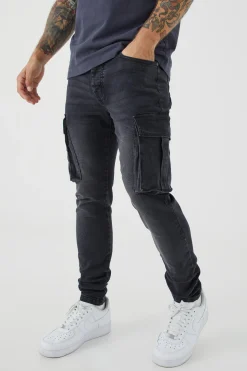 boohooMAN Skinny Stretch Cargo Jean | UK| Trousers|Jeans