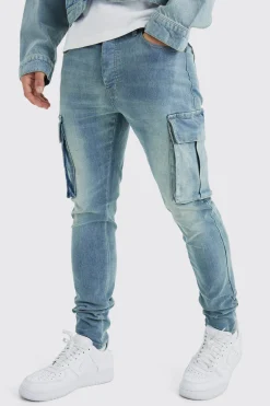 boohooMAN Skinny Stretch Cargo Jean | UK| Trousers|Jeans