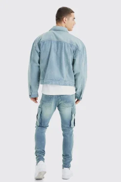 boohooMAN Skinny Stretch Cargo Jean | UK| Trousers|Jeans