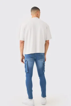 boohooMAN Skinny Stretch Cargo Jean | UK| Trousers|Jeans