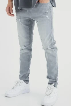 boohooMAN Skinny Stretch Extreme Knee Rip Jeans | UK| Trousers|Jeans