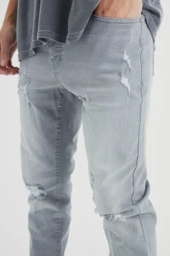 boohooMAN Skinny Stretch Extreme Knee Rip Jeans | UK| Trousers|Jeans