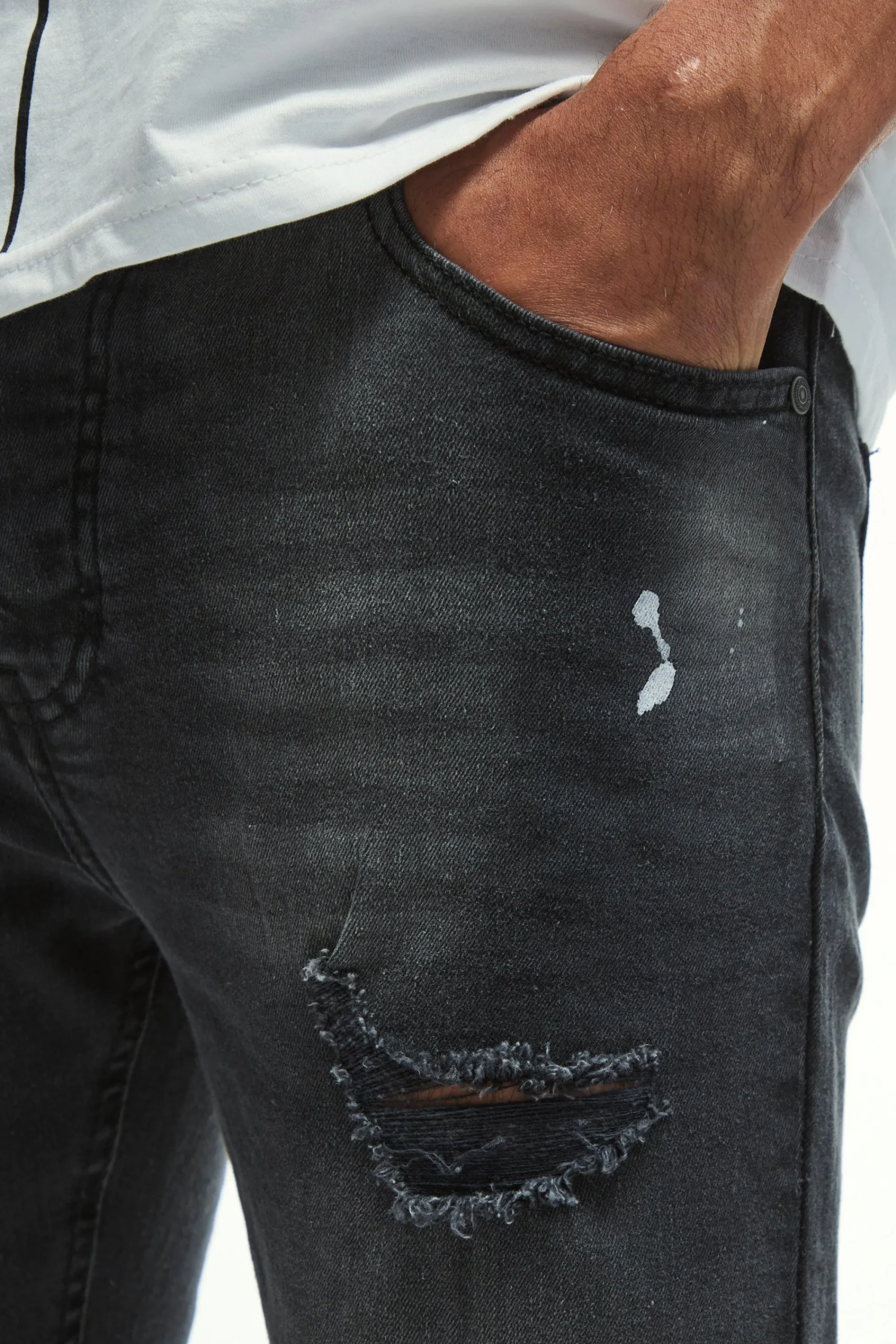 boohooMAN Skinny Stretch Knee Rip Paint Splatter Jeans | UK| Trousers|Jeans