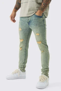boohooMAN Skinny Stretch Rip & Repair Dirty Wash Jeans | UK| Trousers|Jeans