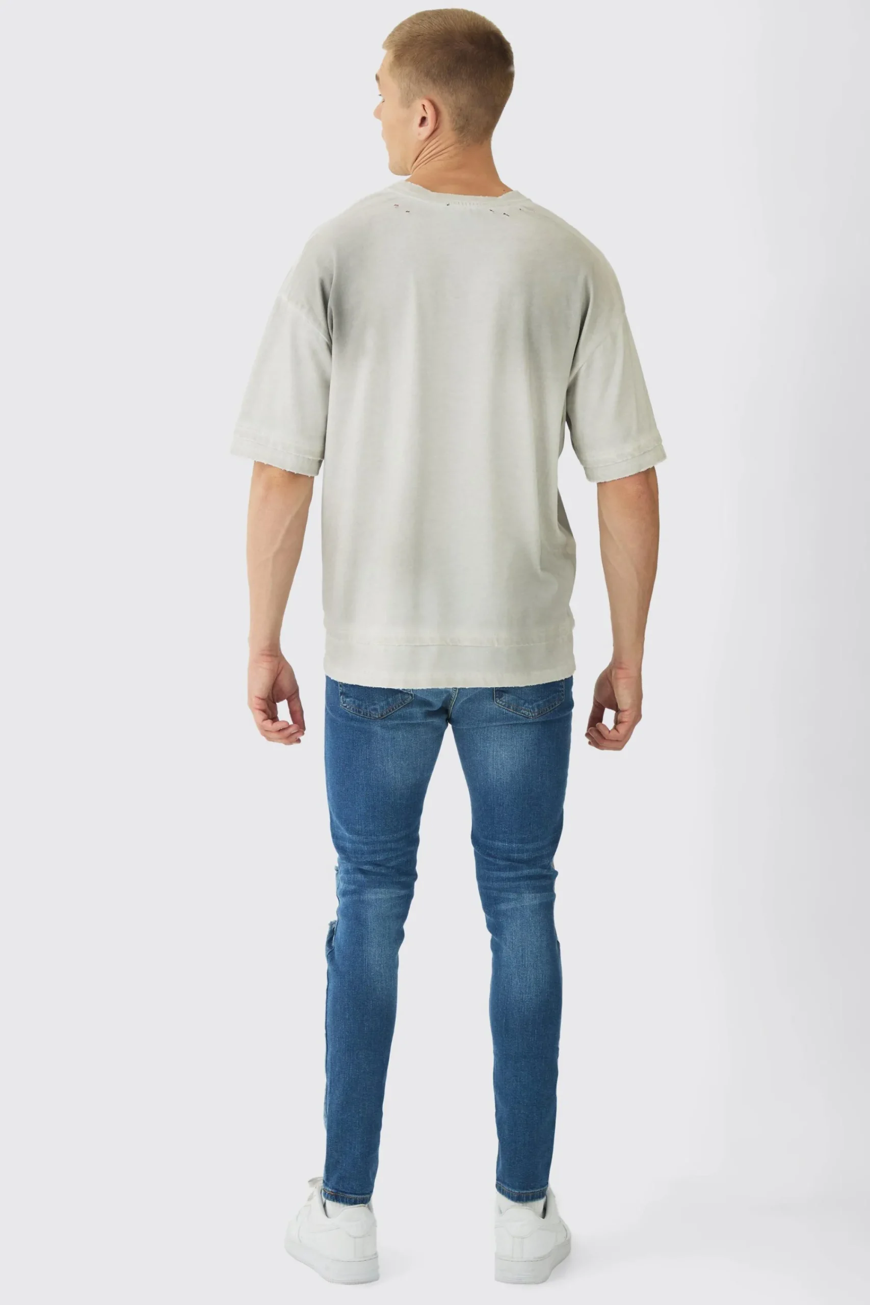 boohooMAN Skinny Stretch Rip & Repair Paint Splatter Jeans | UK| Trousers|Jeans
