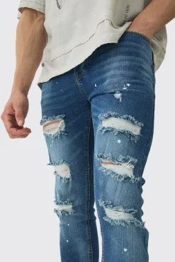 boohooMAN Skinny Stretch Rip & Repair Paint Splatter Jeans | UK| Trousers|Jeans