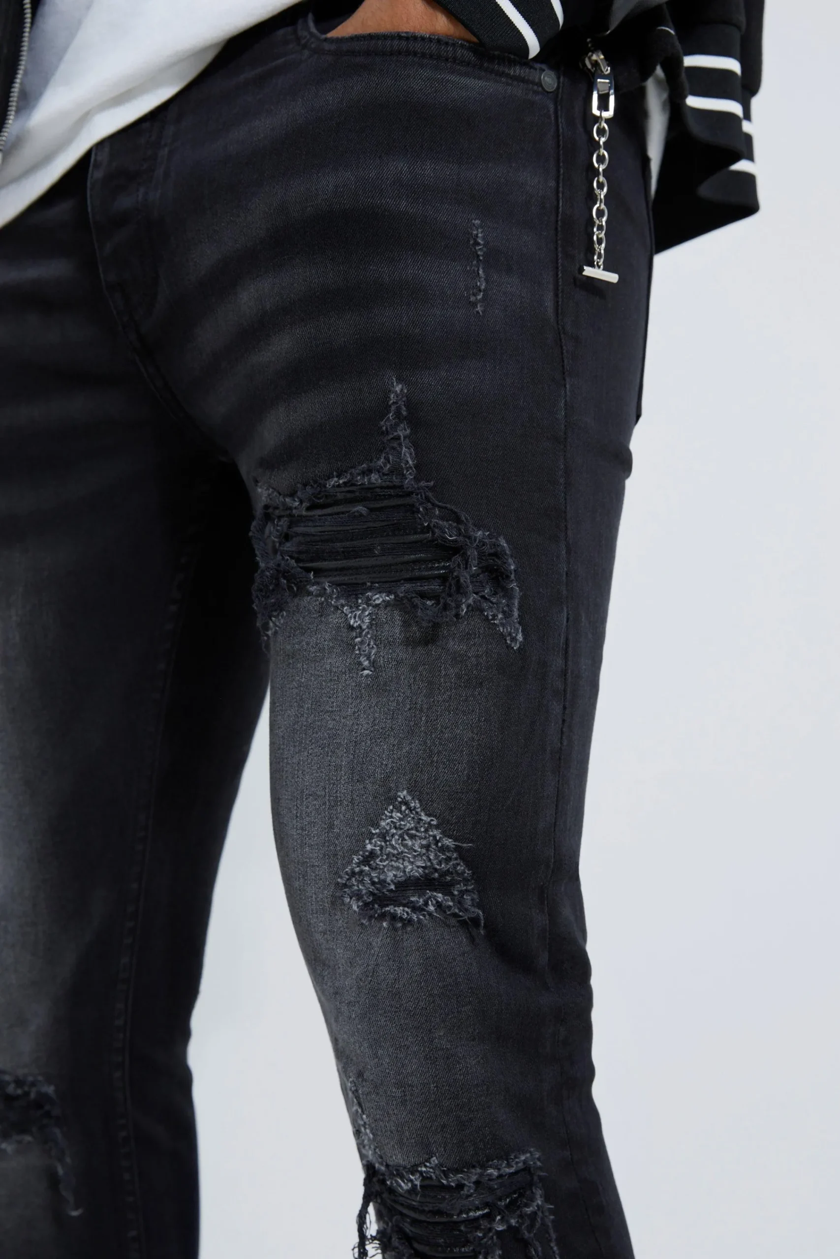 boohooMAN Skinny Stretch Rip And Repair Biker Jeans | UK| Trousers|Jeans