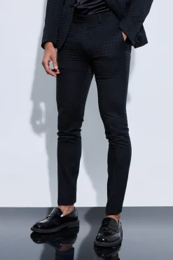 boohooMAN Skinny Tonal Houndstooth Trouser | UK| Suits & Tailoring|Sets & Co-Ords