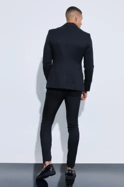 boohooMAN Skinny Tonal Houndstooth Trouser | UK| Suits & Tailoring|Sets & Co-Ords