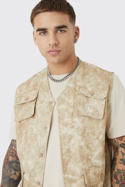 Sleeveless Cargo Utility Vest | UK^boohooMAN