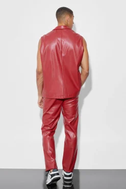 boohooMAN Sleeveless Pu Single Breasted Suit Jacket | UK| Suits & Tailoring