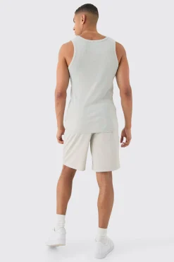 Slim Acid Washed Man Signature Ribbed Vest | UK^boohooMAN