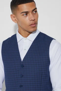 boohooMAN Slim Check Breasted Waistcoat | UK| Suits & Tailoring