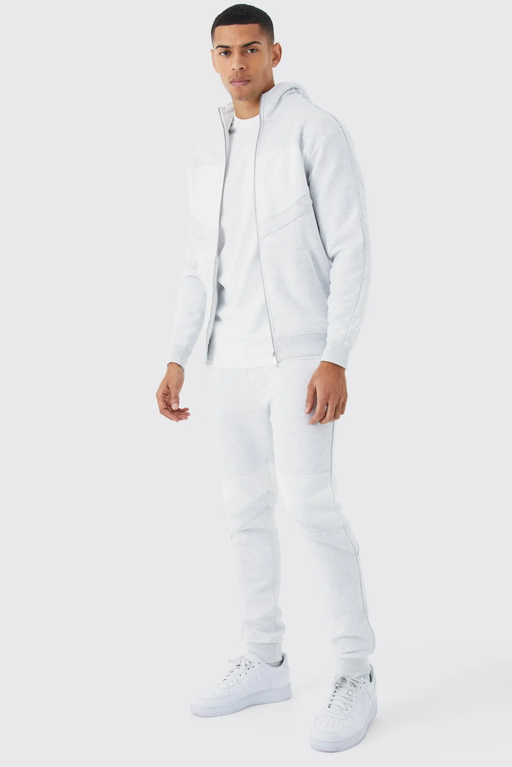 boohooMAN Slim Colour Block Funnel Neck Hooded Tracksuit | UK| Tracksuits