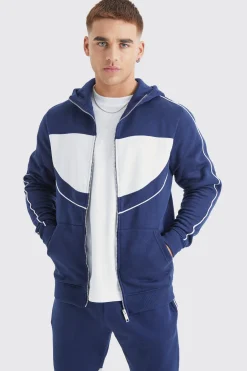 boohooMAN Slim Colour Block Funnel Neck Hooded Tracksuit | UK| Tracksuits