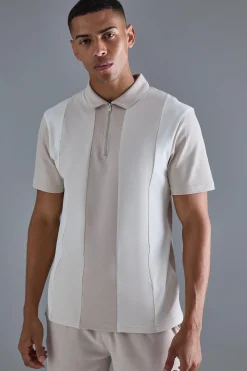 Slim Contrast Panel Interlock Polo | UK^boohooMAN Discount