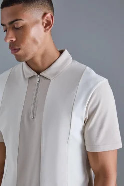 Slim Contrast Panel Interlock Polo | UK^boohooMAN Discount