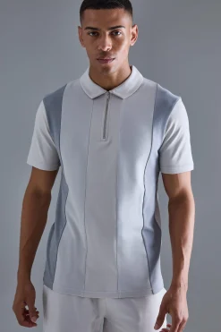 Slim Contrast Panel Interlock Polo | UK^boohooMAN New