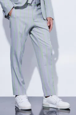 boohooMAN Slim Crop Wide Stripe Suit Trouser | UK| Trousers