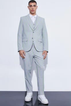 boohooMAN Slim Crop Wide Stripe Suit Trouser | UK| Trousers