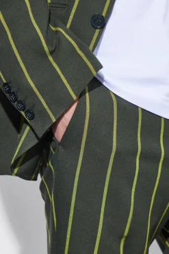 boohooMAN Slim Crop Wide Stripe Suit Trouser | UK| Trousers