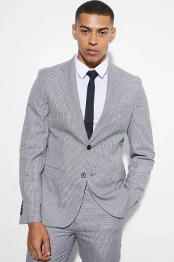 boohooMAN Slim Dogstooth Single Breasted Suit Jacket | UK| Suits & Tailoring