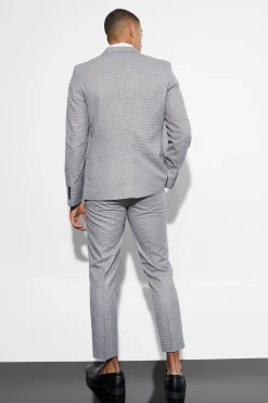 boohooMAN Slim Dogtooth Crop Suit | UK| Suits & Tailoring