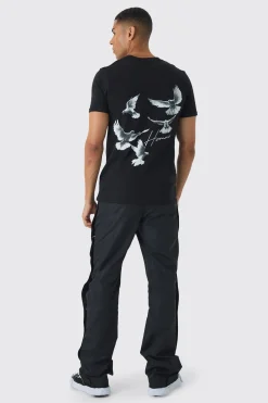 Slim Dove Back Print T-Shirt | UK^boohooMAN Clearance
