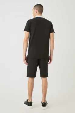 boohooMAN Slim Fit 1/4 Zip Polo And Short Set | UK| Tracksuits