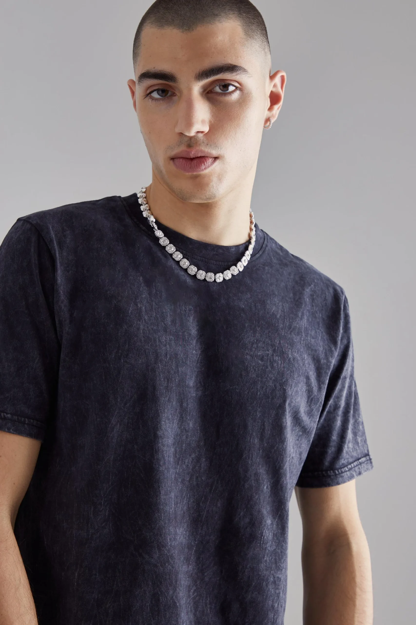 Slim Fit Acid Wash Crew Neck T-shirt | UK^boohooMAN Online