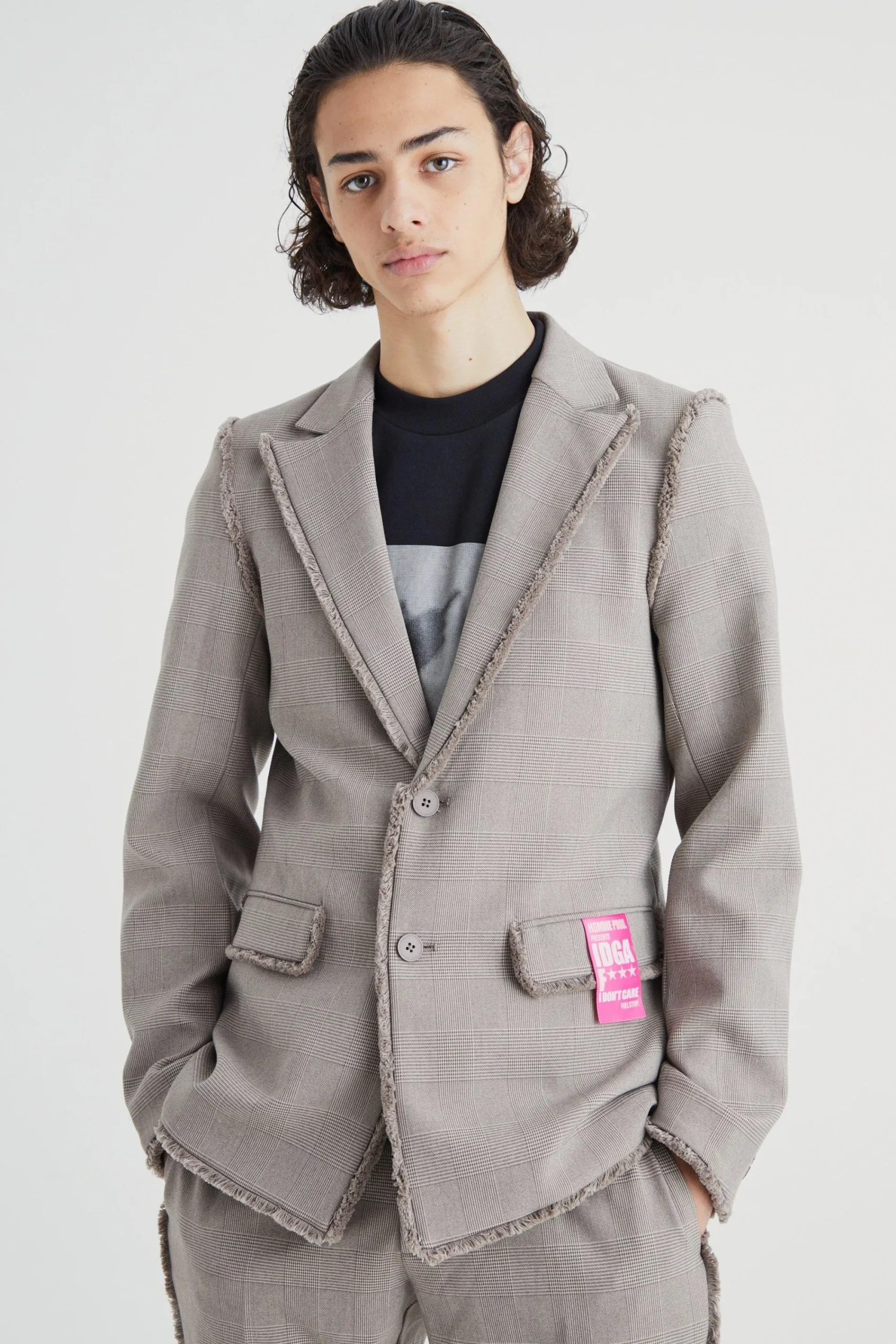 boohooMAN Slim Fit Check Blazer With Distressed Seams | UK| Suits & Tailoring