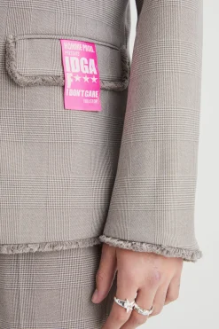 boohooMAN Slim Fit Check Blazer With Distressed Seams | UK| Suits & Tailoring