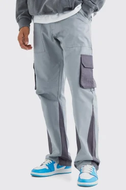 boohooMAN Slim Fit Colour Block Cargo Trouser With Woven Tab | UK| Trousers|Cargos