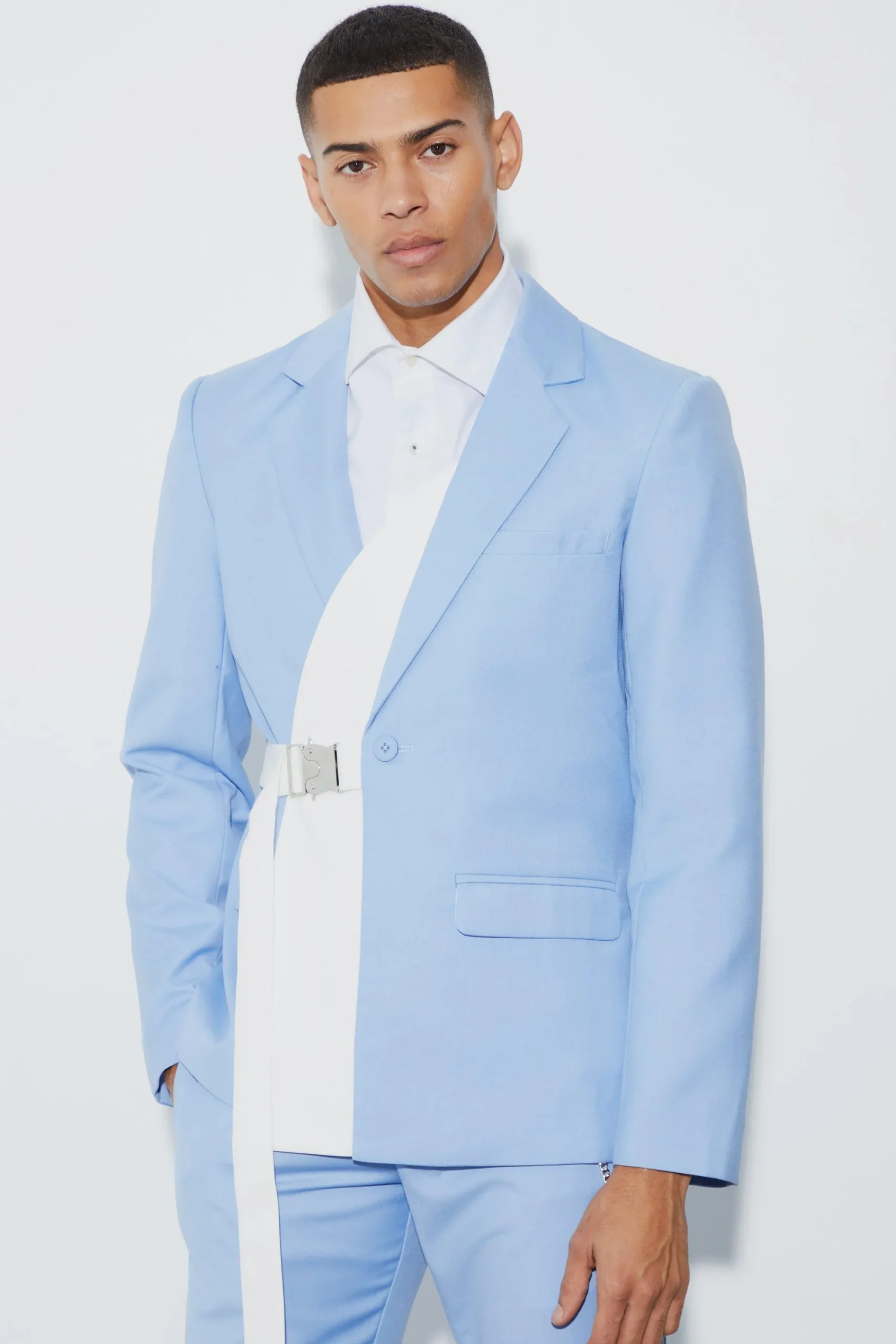 boohooMAN Slim Fit Colour Block Wrap Front Suit | UK| Suits & Tailoring