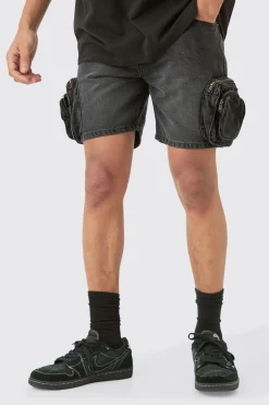 boohooMAN Slim Fit 3d Cargo Pocket Denim Shorts In | UK| Shorts