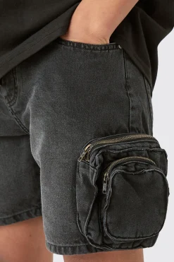 boohooMAN Slim Fit 3d Cargo Pocket Denim Shorts In | UK| Shorts