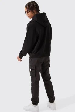 boohooMAN Slim Fit Elasticated Waist Woven Tab Cuffed Cargo Trousers | UK| Trousers|Cargos