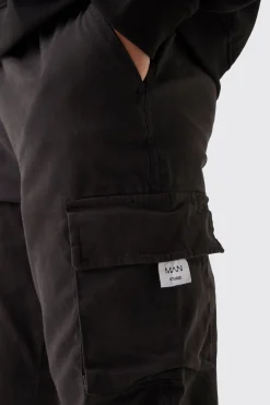 boohooMAN Slim Fit Elasticated Waist Woven Tab Cuffed Cargo Trousers | UK| Trousers|Cargos