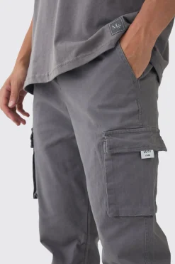 boohooMAN Slim Fit Elasticated Waist Woven Tab Cuffed Cargo Trousers | UK| Trousers|Cargos