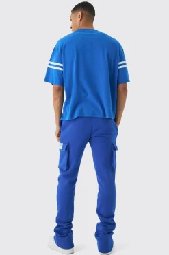 boohooMAN Slim Fit Extreme Stacked Woven Tab Cargo Jogger | UK| Trousers|Joggers